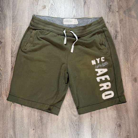 Aeropostale Other - Vintage Aeropostale Shorts Men’s Large Green Fleece Baggy Drawstring Y2K Retro